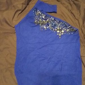 Womens royal blue embellished sweater
